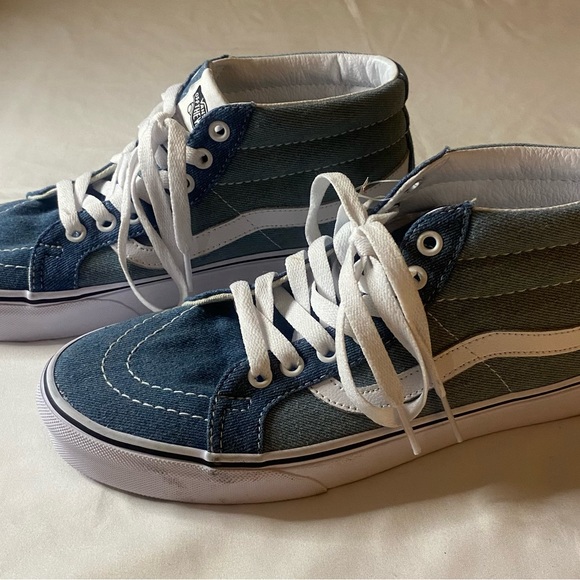 VANS Skate Mid Top Denim 2-Tone New Men Size 7.5 Skater Casual Shoe - Picture 3 of 8
